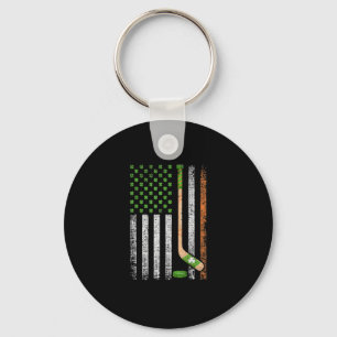 Irish USA Flag Leprechaun Lucky Hockey St. Patrick Key Ring
