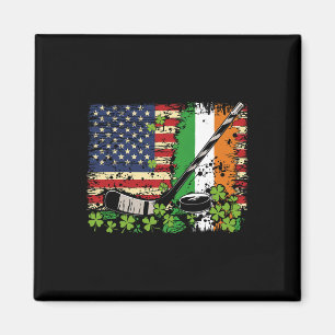 Irish Usa Flag Leprechaun Lucky Hockey St. Patrick Magnet