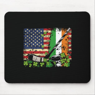 Irish Usa Flag Leprechaun Lucky Hockey St. Patrick Mouse Pad