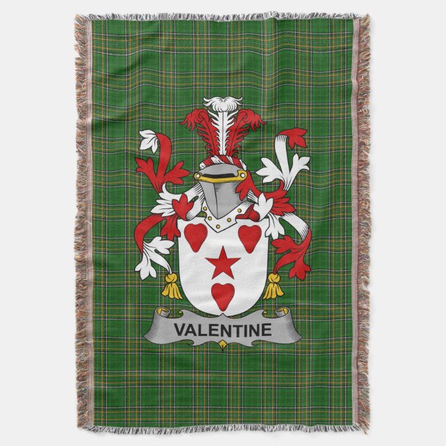  Irish Valentine Coat of Arms Family Crest Ireland Throw Blanket (Front Vertical)