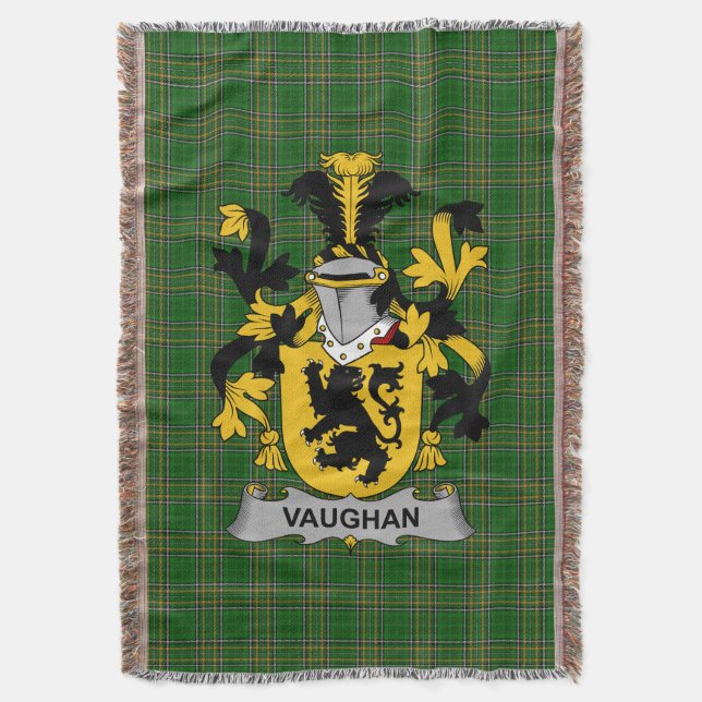  Irish Vaughan Coat of Arms Family Crest Ireland Throw Blanket (Front Vertical)