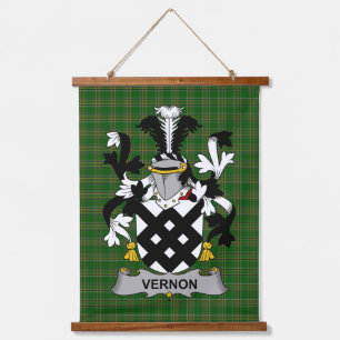 Irish Vernon Coat of Arms Family Crest Hanging Tapestry