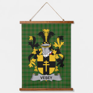 Irish Vesey Coat of Arms Family Crest Hanging Tapestry