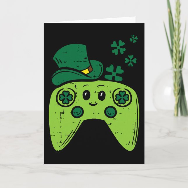 Irish Video Game Controller St Patrick Day Gamer B Card (Front)