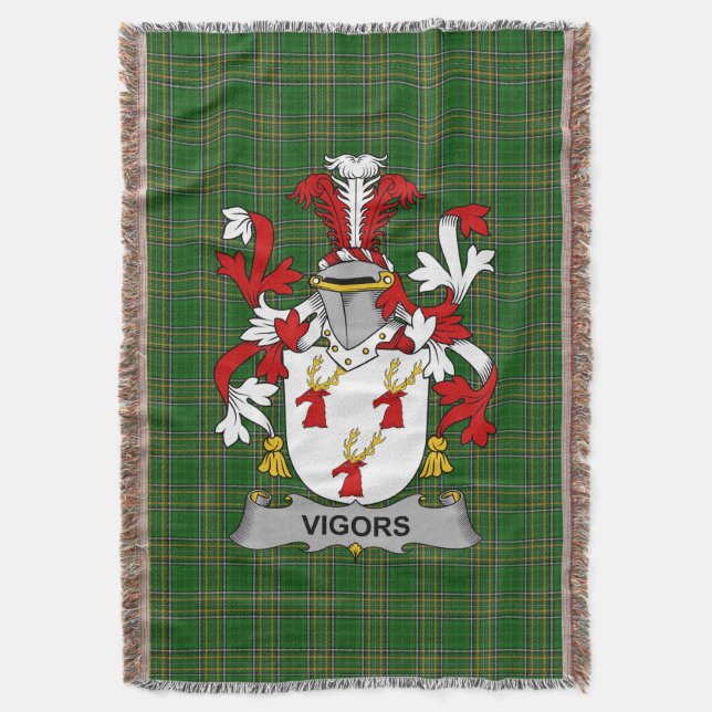  Irish Vigors Coat of Arms Family Crest Ireland Throw Blanket (Front Vertical)