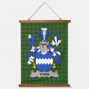 Irish Vyan Coat of Arms Family Crest Hanging Tapestry