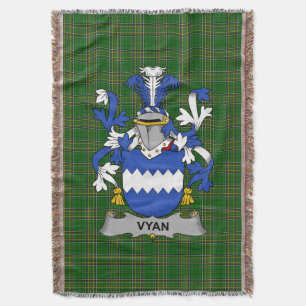 Irish Vyan Coat of Arms Family Crest Ireland Throw Blanket