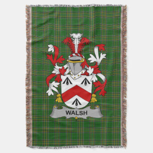 Irish Walsh Coat of Arms Family Crest Ireland Throw Blanket