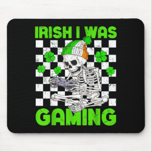 Irish was gaming boys st patricks day skeleton mouse pad