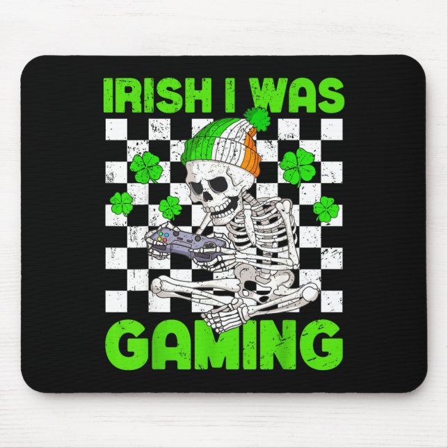 Irish was gaming boys st patricks day skeleton mouse pad (Front)
