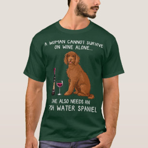 Irish Water Spaniel and wine Funny dog  T-Shirt