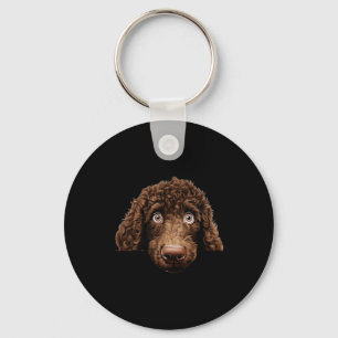 Irish Water Spaniel Dog Mum Dad Peeking Puppy Key Ring