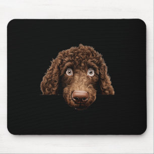 Irish Water Spaniel Dog Mum Dad Peeking Puppy Mouse Pad