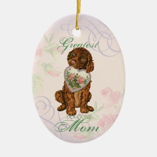 Irish Water Spaniel Heart Mum Ceramic Ornament (Front)