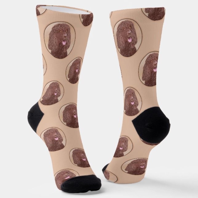 Irish Water Spaniel IWS Painting Original Dog Art Socks (Angled)