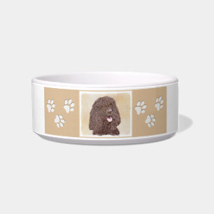 Irish Water Spaniel Painting - Original Dog Art Bowl