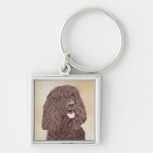 Irish Water Spaniel Painting - Original Dog Art Key Ring