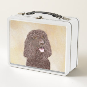 Irish Water Spaniel Painting - Original Dog Art Metal Lunch Box