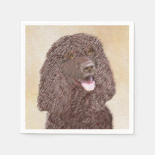 Irish Water Spaniel Painting - Original Dog Art Napkin