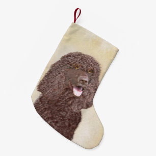 Irish Water Spaniel Painting - Original Dog Art Small Christmas Stocking