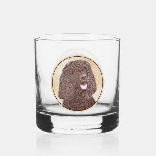 Irish Water Spaniel Painting - Original Dog Art Whiskey Glass