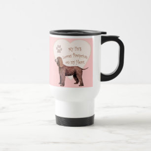 Irish Water Spaniel Pawprints On My Heart Travel Mug