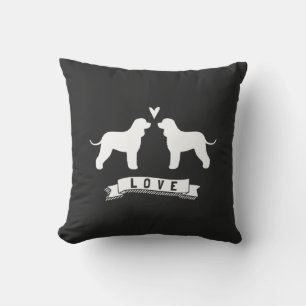 Irish Water Spaniel Silhouettes Love Cushion
