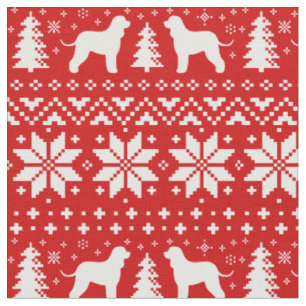 Irish Water Spaniels Christmas Holiday Patterned Fabric