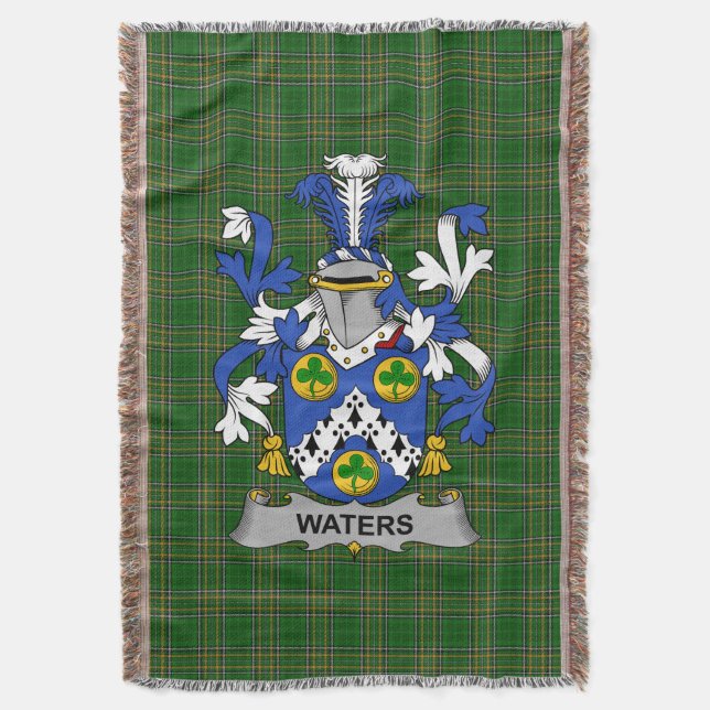  Irish Waters Coat of Arms Family Crest Ireland Throw Blanket (Front Vertical)