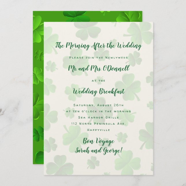 Irish Wedding Breakfast Celebration Invitation (Front/Back)