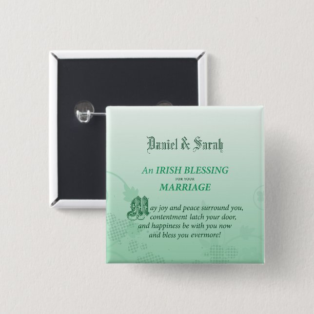 Irish Wedding Congratulations Blessing 15 Cm Square Badge (Front & Back)