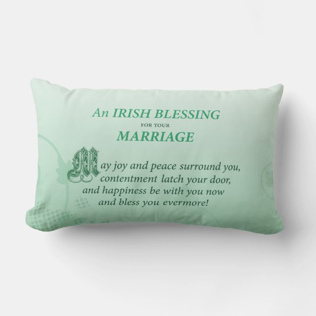 Irish Wedding Congratulations Blessing Lumbar Cushion (Front)