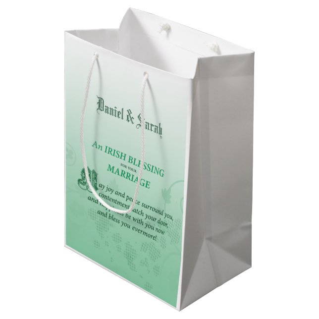Irish Wedding Congratulations Blessing Medium Gift Bag (Front Angled)