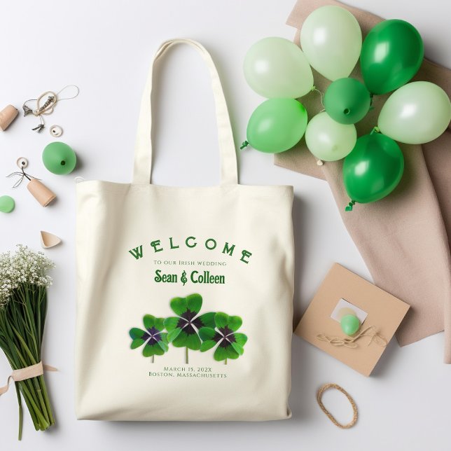 Irish Wedding Custom Welcome Bag Green Clovers (Creator Uploaded)