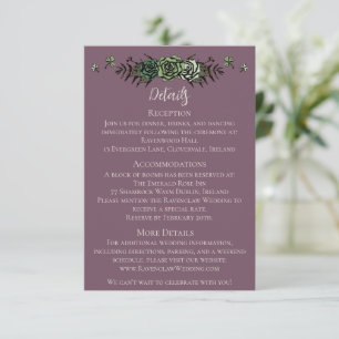 Irish Wedding Details Green Roses Floral Skulls Enclosure Card