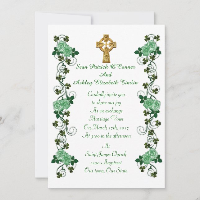 Irish Wedding invitation Celtic cross (Front)