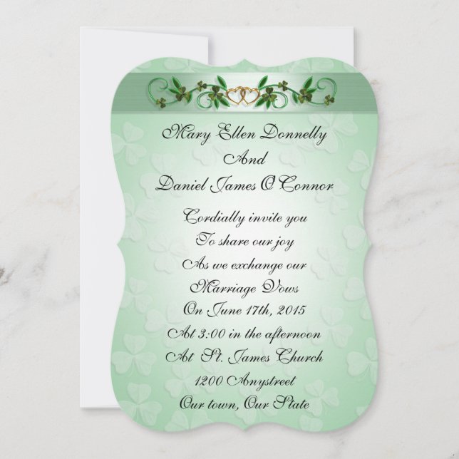 Irish wedding Invitation elegant (Front)