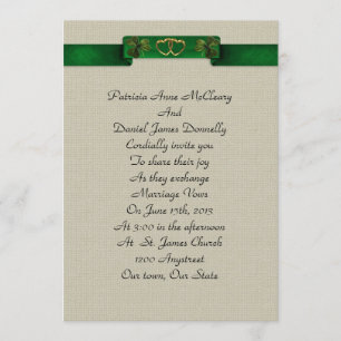 Irish wedding Invitation elegant shamrocks
