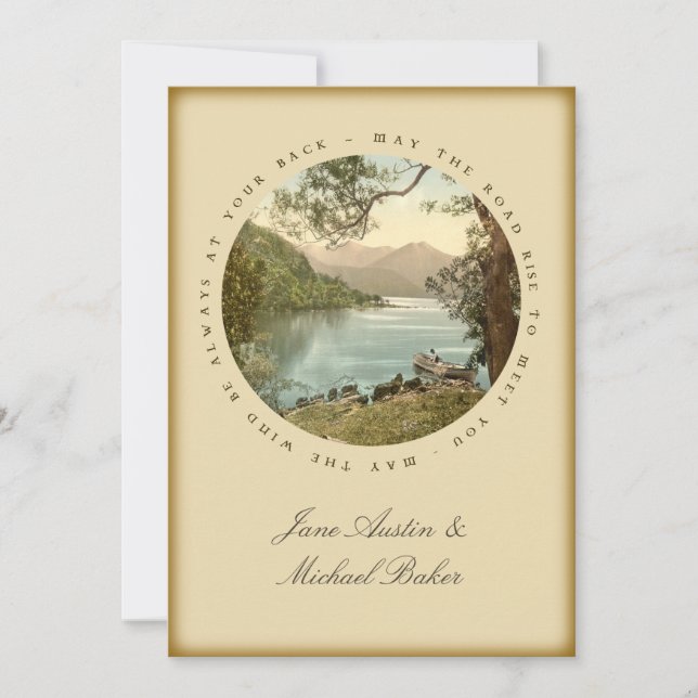 Irish Wedding Lake in Kerry Ireland and Blessing Invitation (Front)