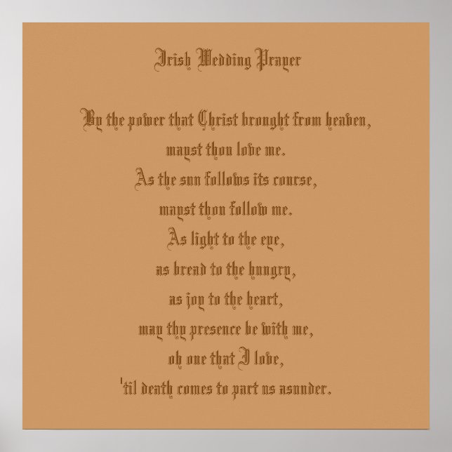 Irish Wedding Prayer Poster (Front)