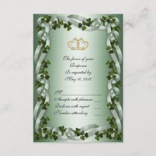 Irish wedding RSVP card shamrocks