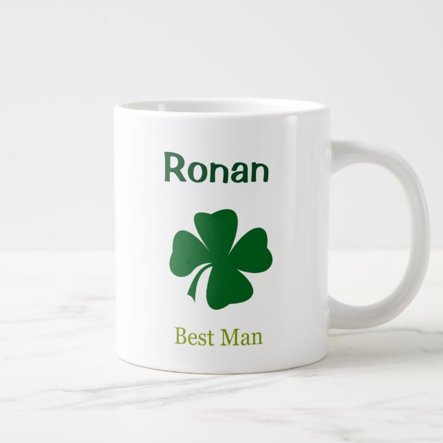 Irish Wedding Shamrock Best Man Personalised Mug (Right)