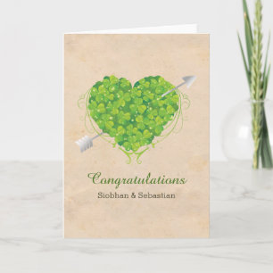 Irish Wedding Shamrock Heart Card