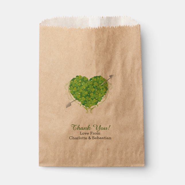 Irish Wedding Shamrock Heart Favour Bags (Front)