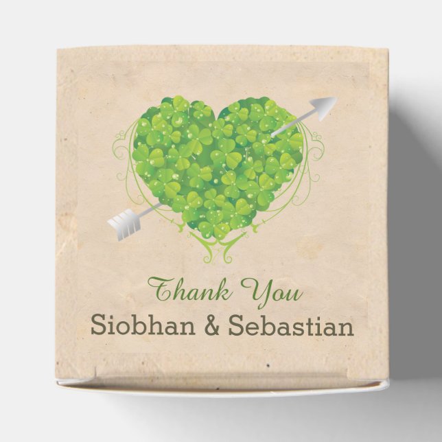 Irish Wedding Shamrock Heart Favour Box (Top)