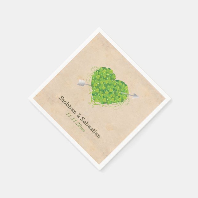 Irish Wedding Shamrock Heart Napkin (Corner)