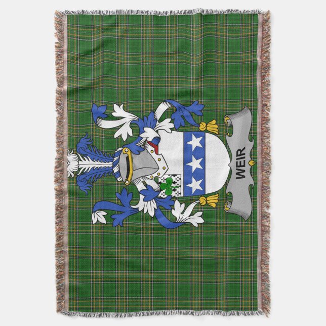  Irish Weir or McWeir Coat of Arms Family Crest Ir Throw Blanket (Front Vertical)