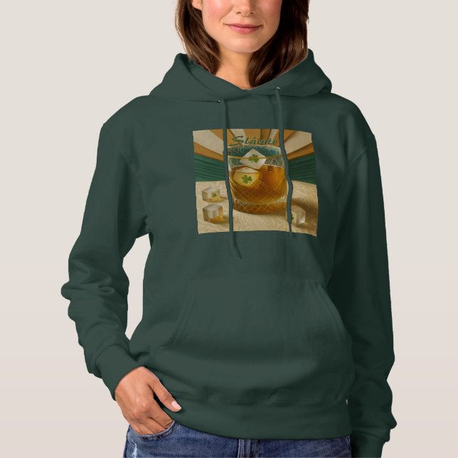 Irish Whiskey Tumbler Shamrock Ice "Sláinte!" Hoodie (Front)