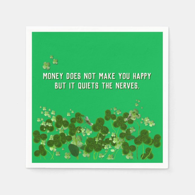 Irish wise quote with shamrocks napkin (Front)