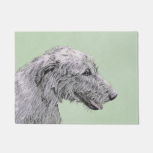 Irish Wolfhound 2 Painting - Cute Original Dog Art Doormat